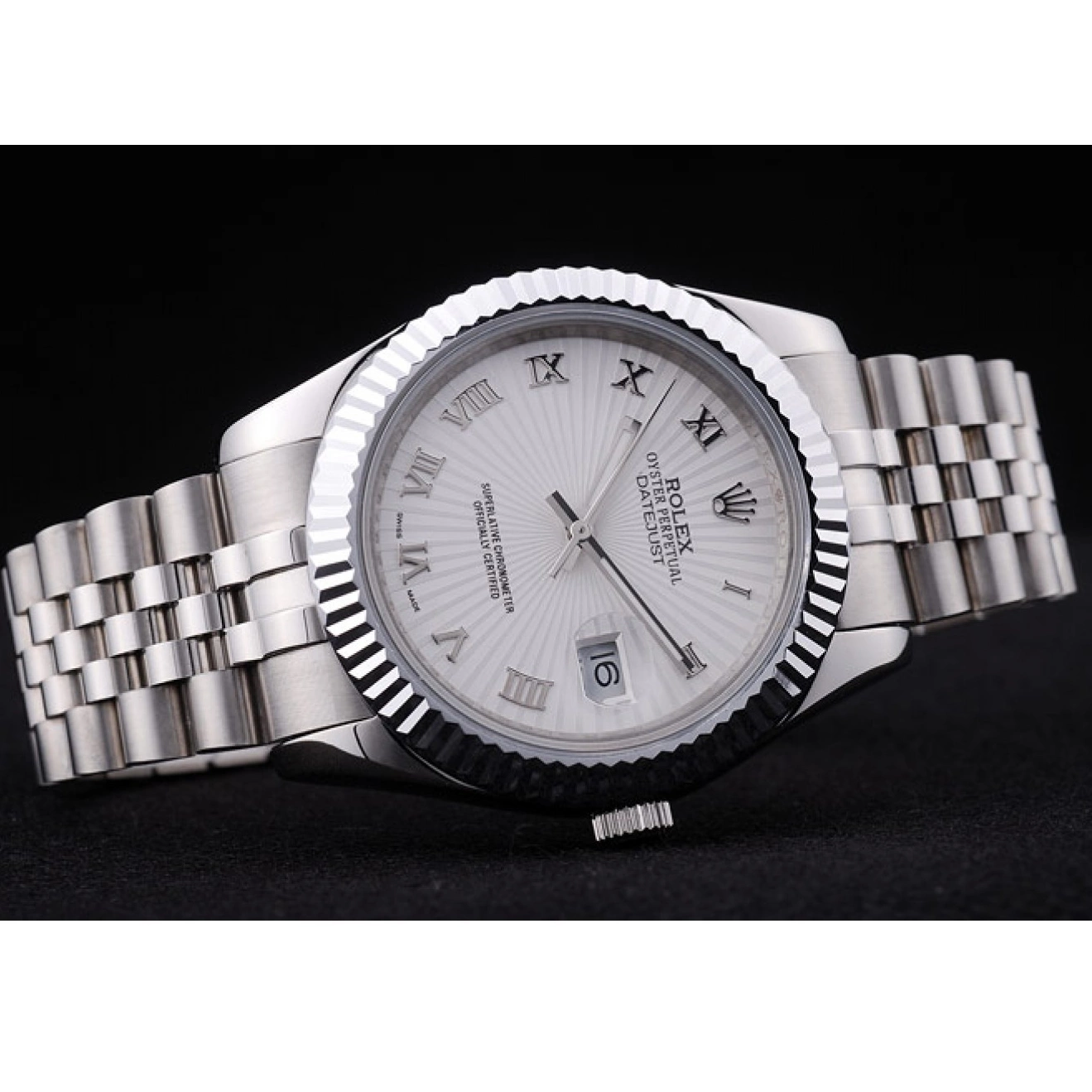 Aaa replica watch White Datejust 7478 Dial Bezel Ribbed Rolex Radial 0729